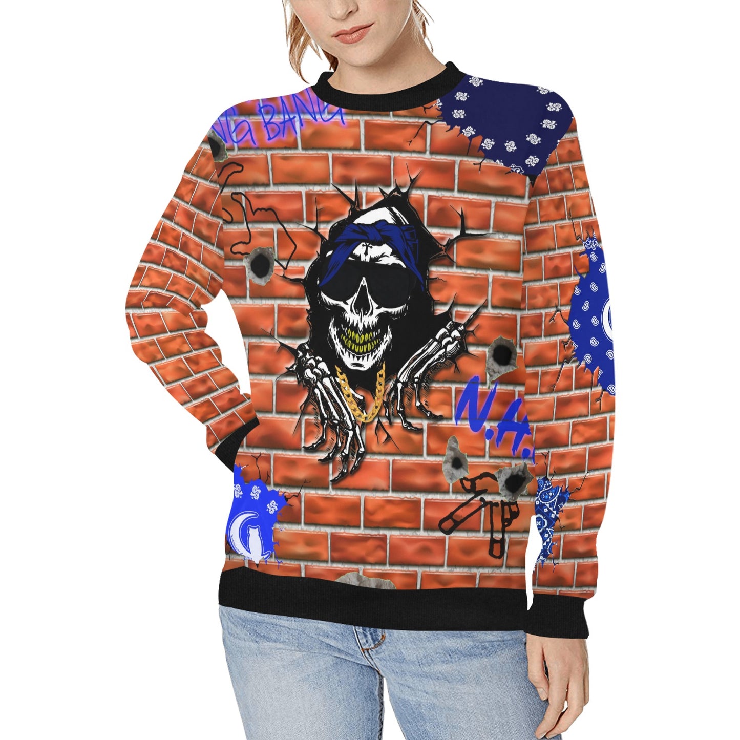 NHC Women's Rib Cuff Crew Neck Sweatshirt