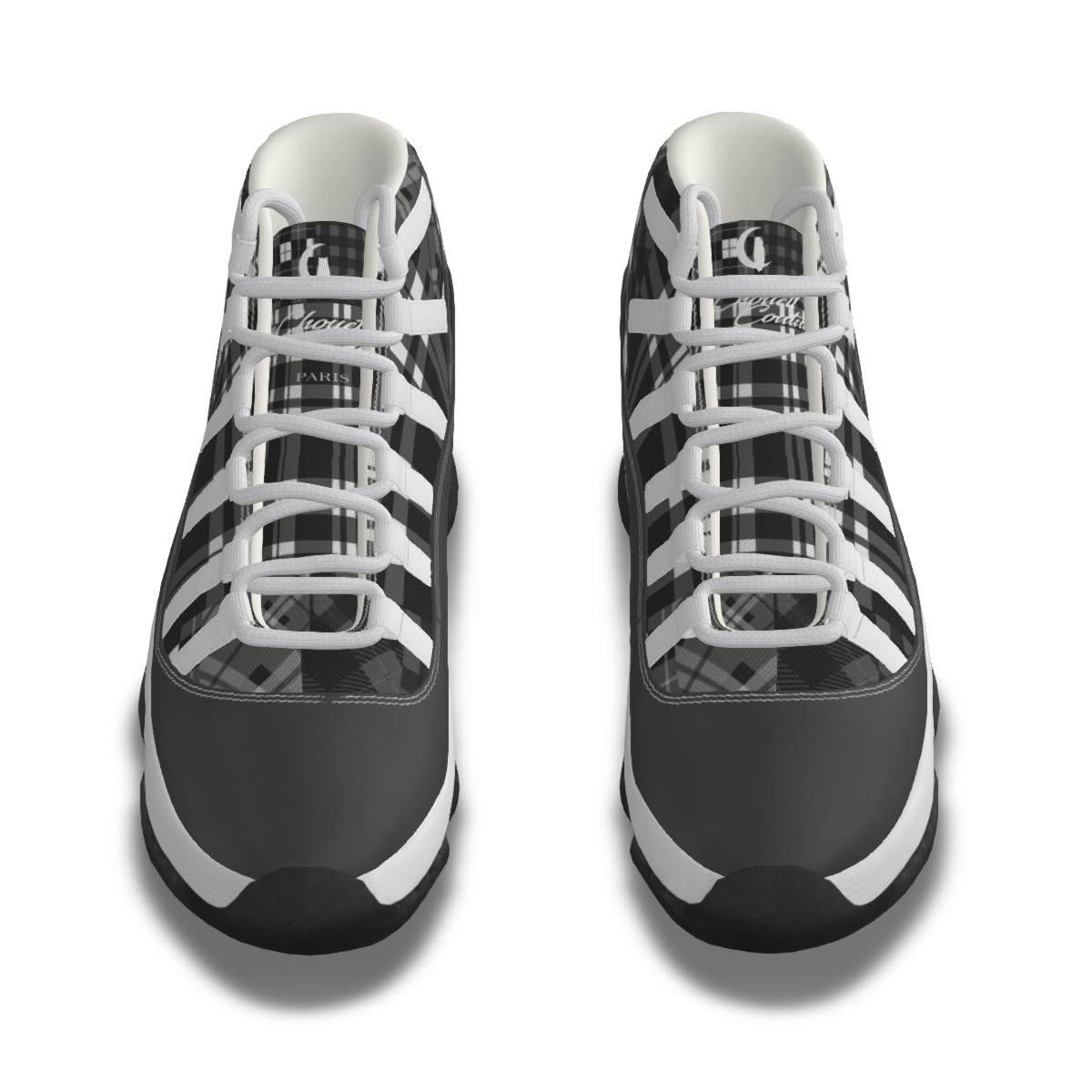 FLEXIN PLAID GREY Men's High Top Basketball Shoes