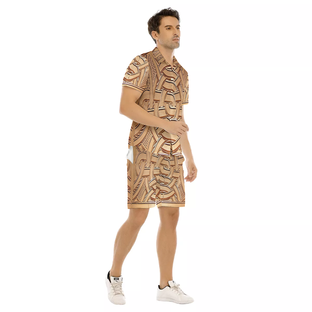 TEMBE ART WOOD Men's Short Sleeve Shirt Sets