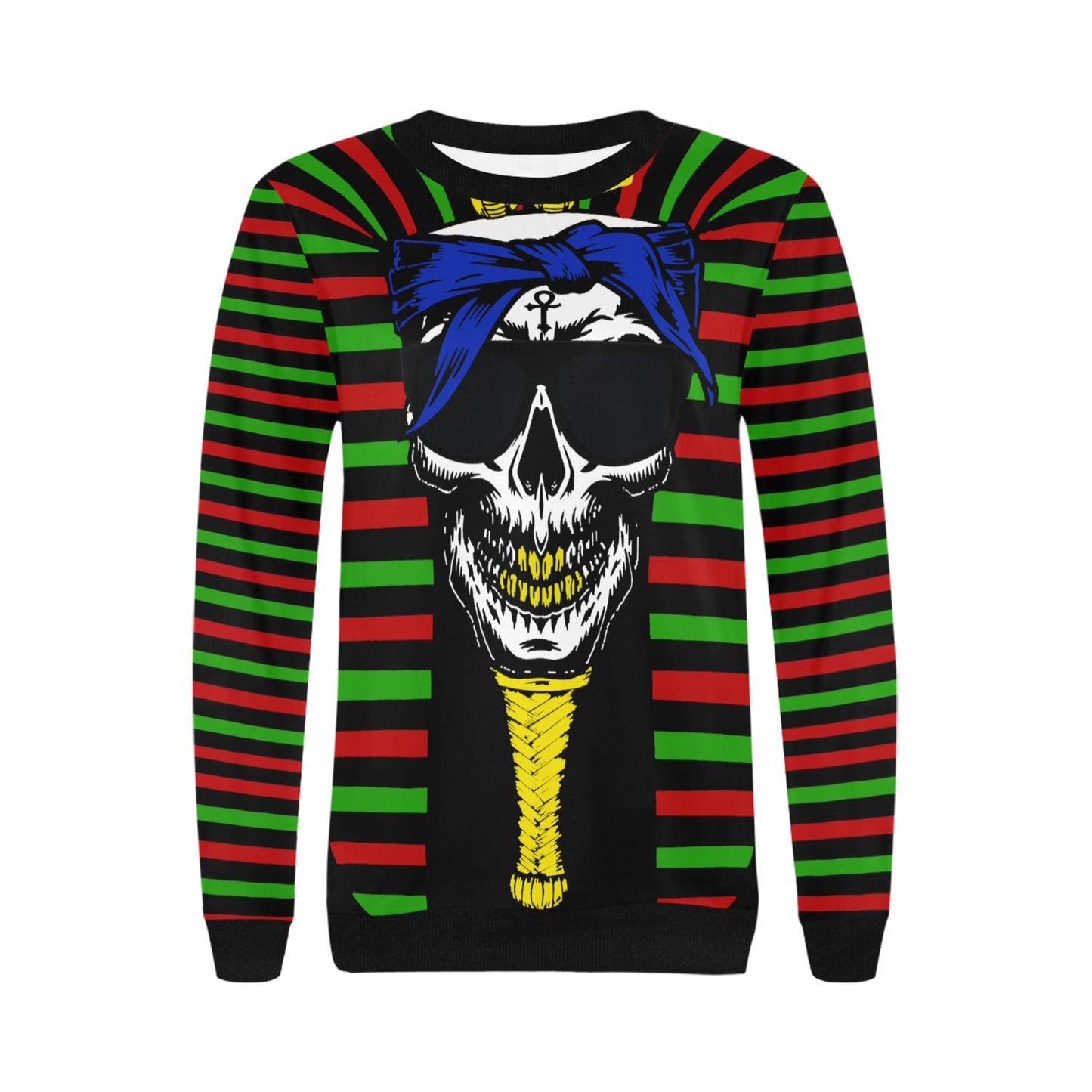 RBG C SKULL Women's Rib Cuff Crew Neck Sweatshirt