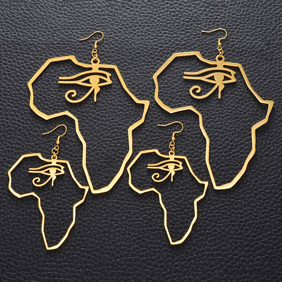 African Map Eye of Horus Larger Earring