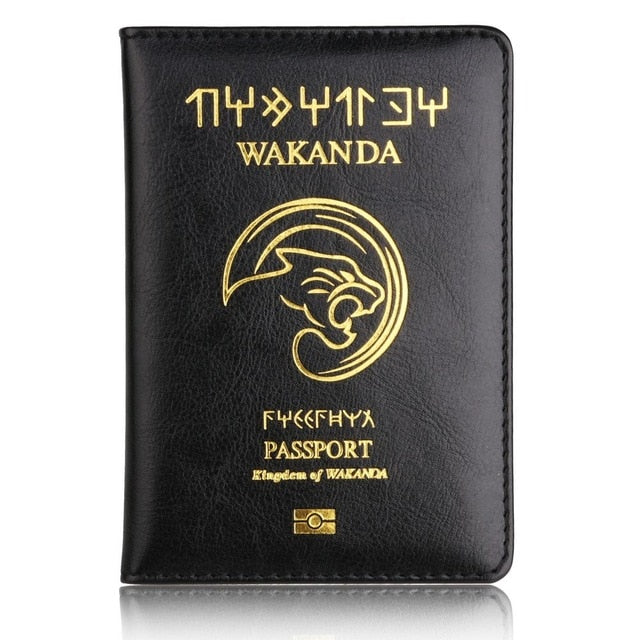 Black Panther Wakanda Forever ASGARD Leather Passport Holder Case with Multi Card and Ticket Slots