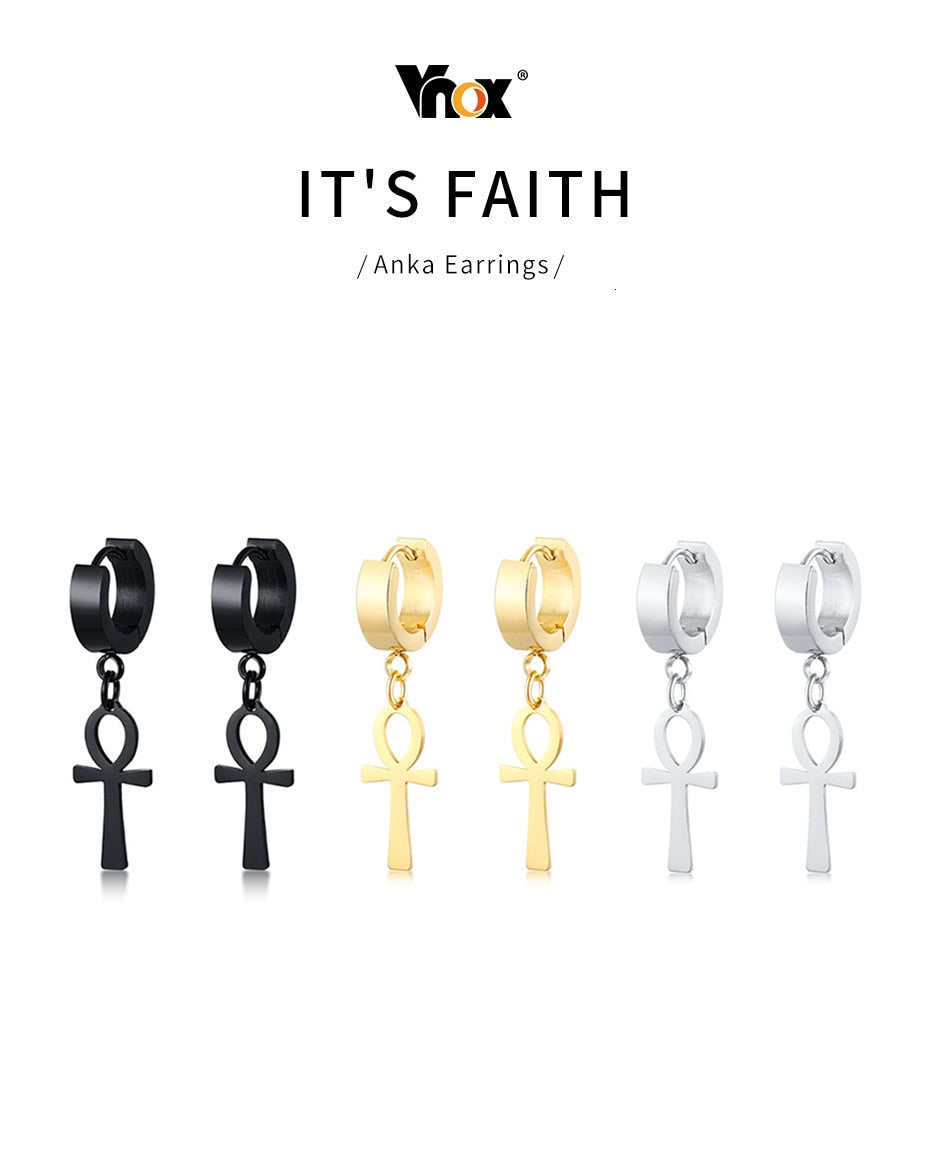 Ankh Cross Unisex Earrings