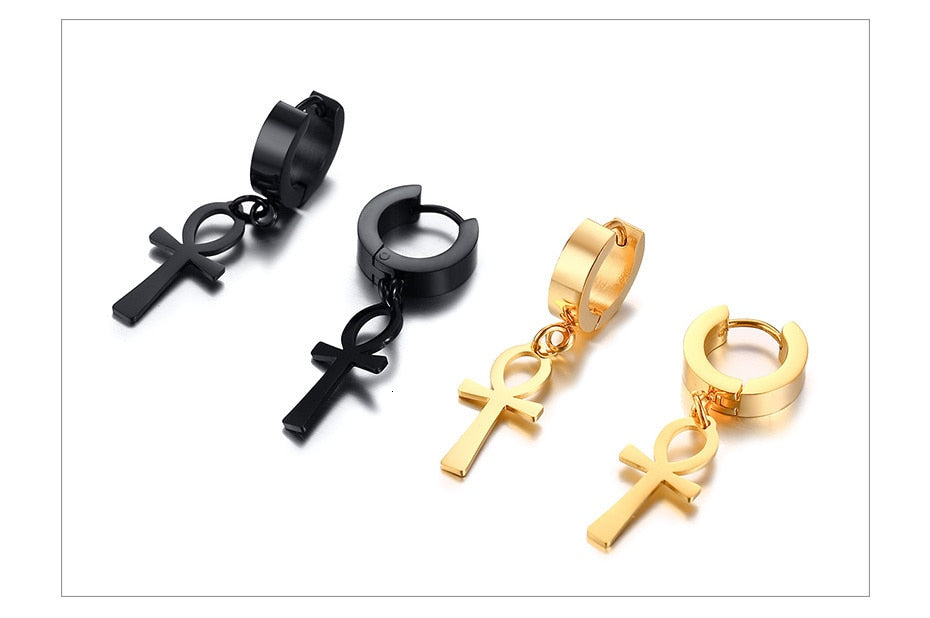 Ankh Cross Unisex Earrings