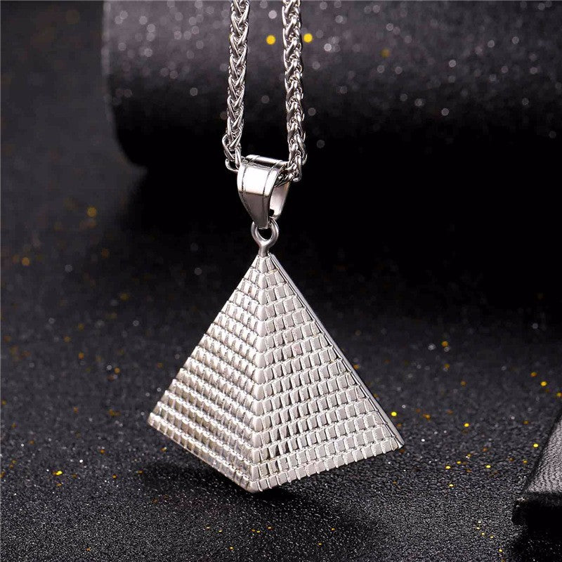 Egyptian Pyramid Women/Men Pendant Necklace Gold Stainless Steel Chain