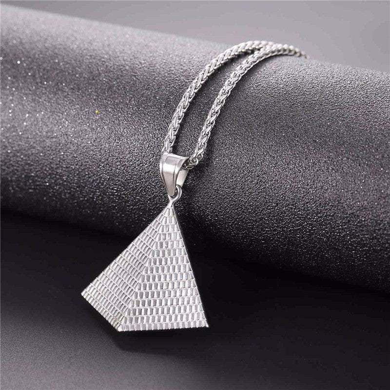 Egyptian Pyramid Women/Men Pendant Necklace Gold Stainless Steel Chain