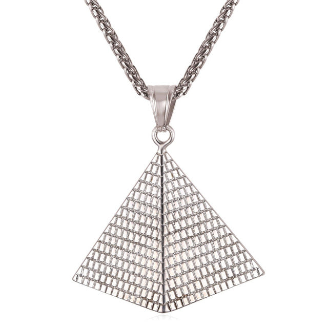 Egyptian Pyramid Women/Men Pendant Necklace Gold Stainless Steel Chain