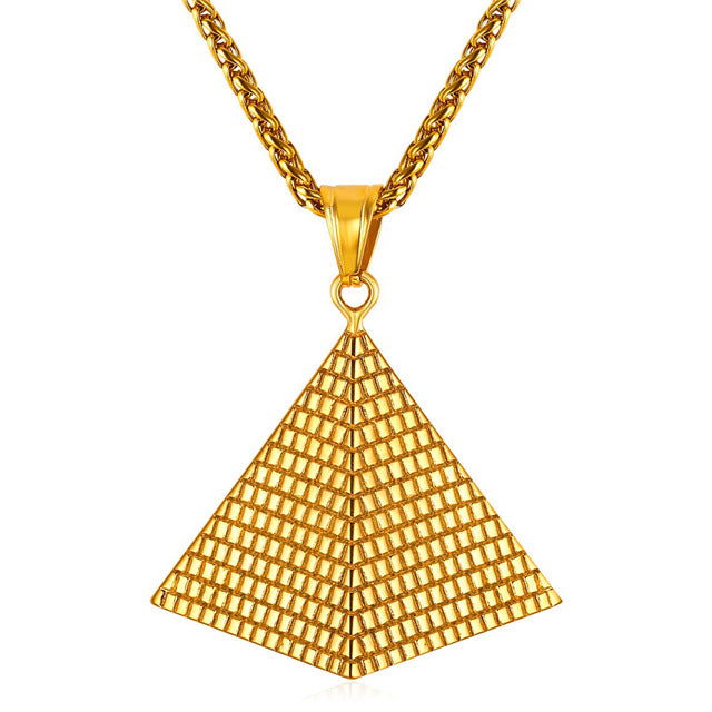 Egyptian Pyramid Women/Men Pendant Necklace Gold Stainless Steel Chain