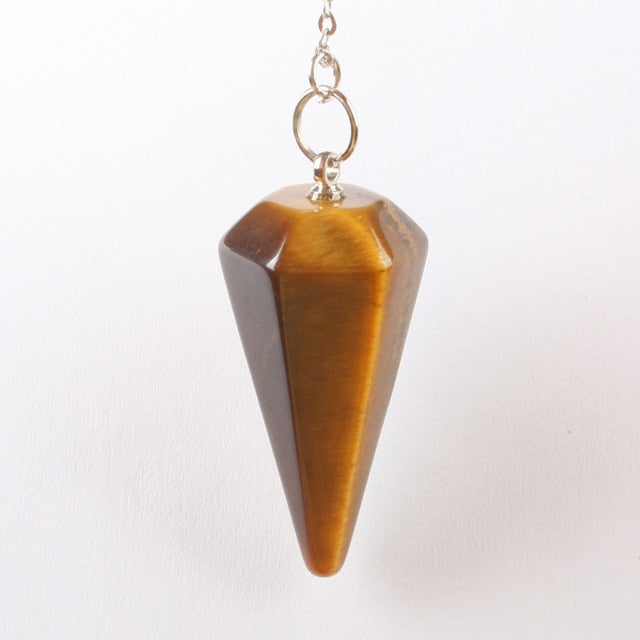 1PCS Stone Lapis lazuli Opal Rose Pink Quartz Howlite Stone Cone Chain Dowsing Healing Chakra Pendulum With Chain