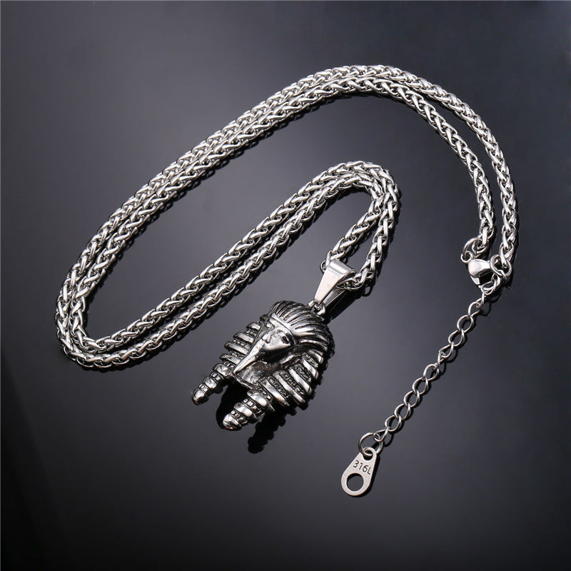 Pharaoh Stainless Steel/Gold Color Chain Necklace Pendant