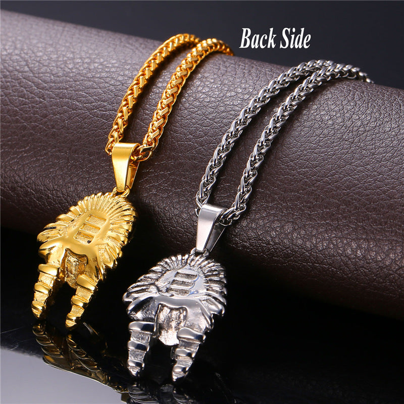 Pharaoh Stainless Steel/Gold Color Chain Necklace Pendant