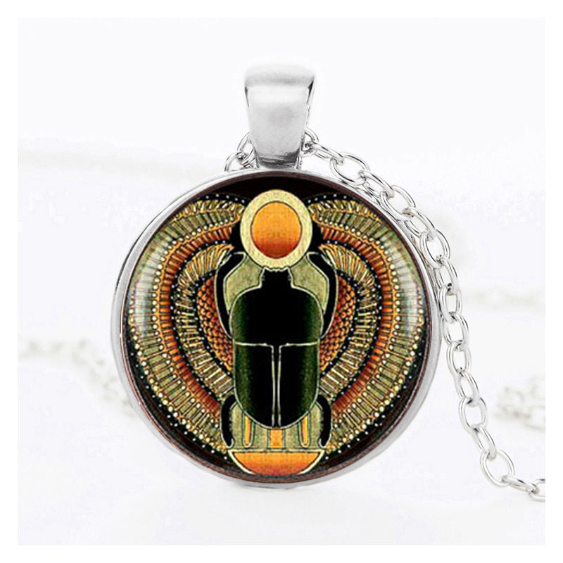 Egyptian Necklace Scarab Crystal Pendant Jewelry
