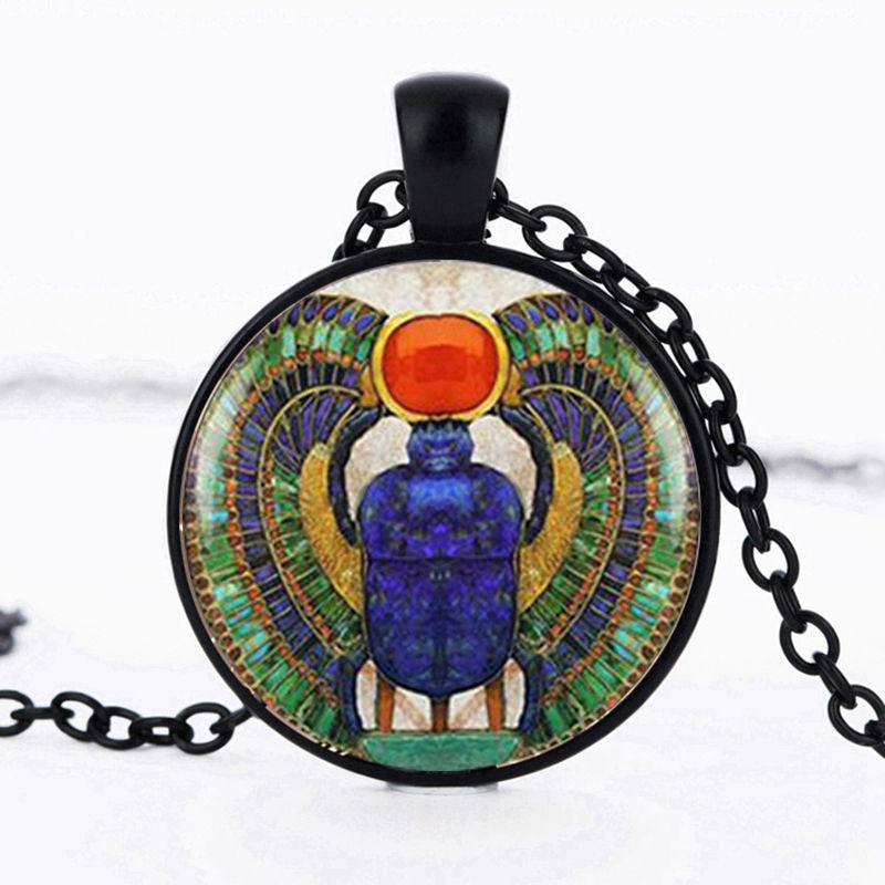 Egyptian Necklace Scarab Crystal Pendant Jewelry
