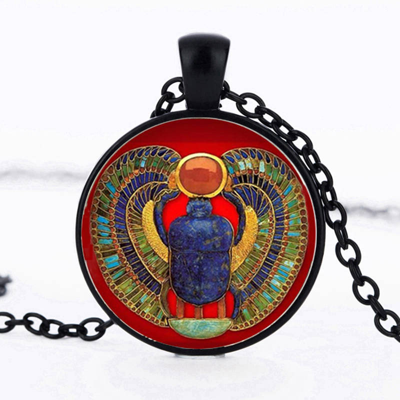 Egyptian Necklace Scarab Crystal Pendant Jewelry