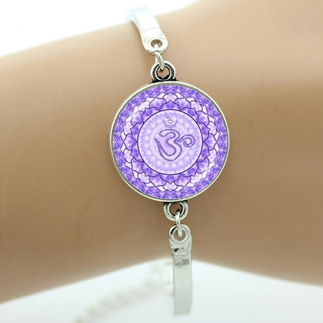 Eye of Horus- Blue Evil Eyes - Cave Art - mandala flower bracelet