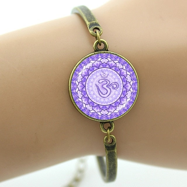 Eye of Horus- Blue Evil Eyes - Cave Art - mandala flower bracelet
