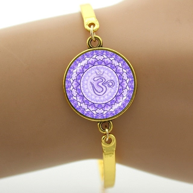 Eye of Horus- Blue Evil Eyes - Cave Art - mandala flower bracelet