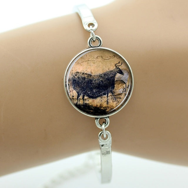 Eye of Horus- Blue Evil Eyes - Cave Art - mandala flower bracelet