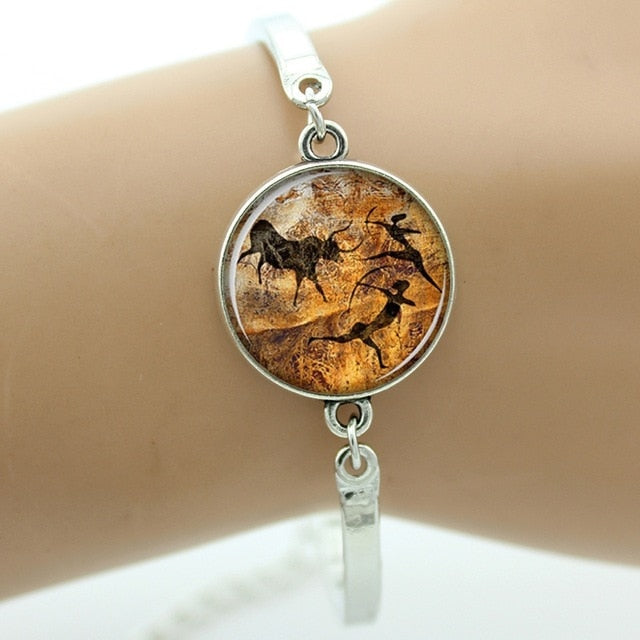 Eye of Horus- Blue Evil Eyes - Cave Art - mandala flower bracelet