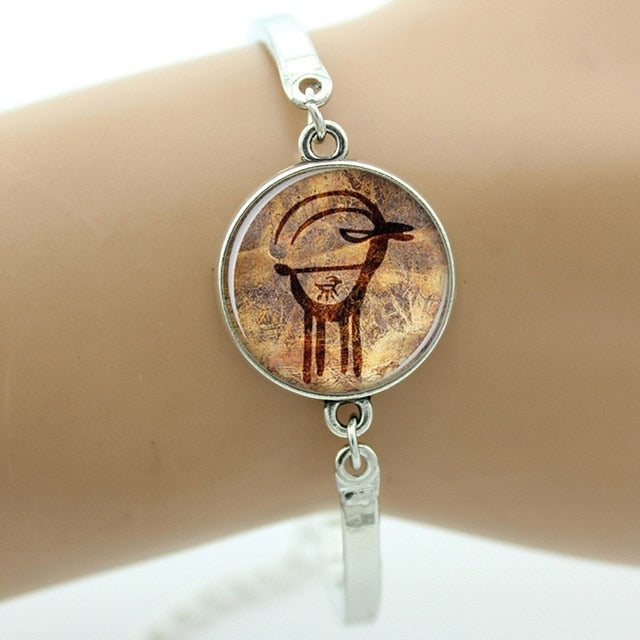 Eye of Horus- Blue Evil Eyes - Cave Art - mandala flower bracelet