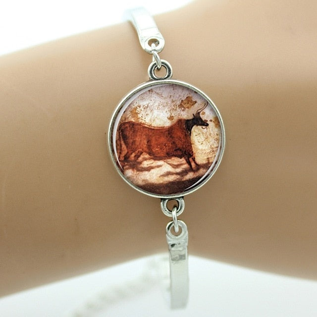 Eye of Horus- Blue Evil Eyes - Cave Art - mandala flower bracelet