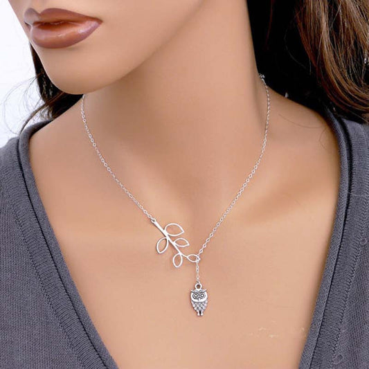 Womens Owl Leaves Tassels Chain