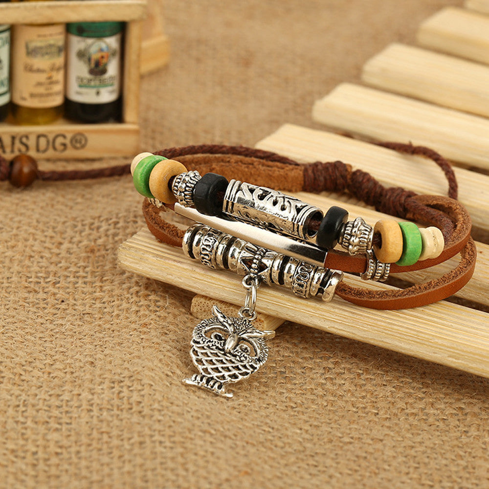 Multilayer Owl Bracelet Beads Hand-woven