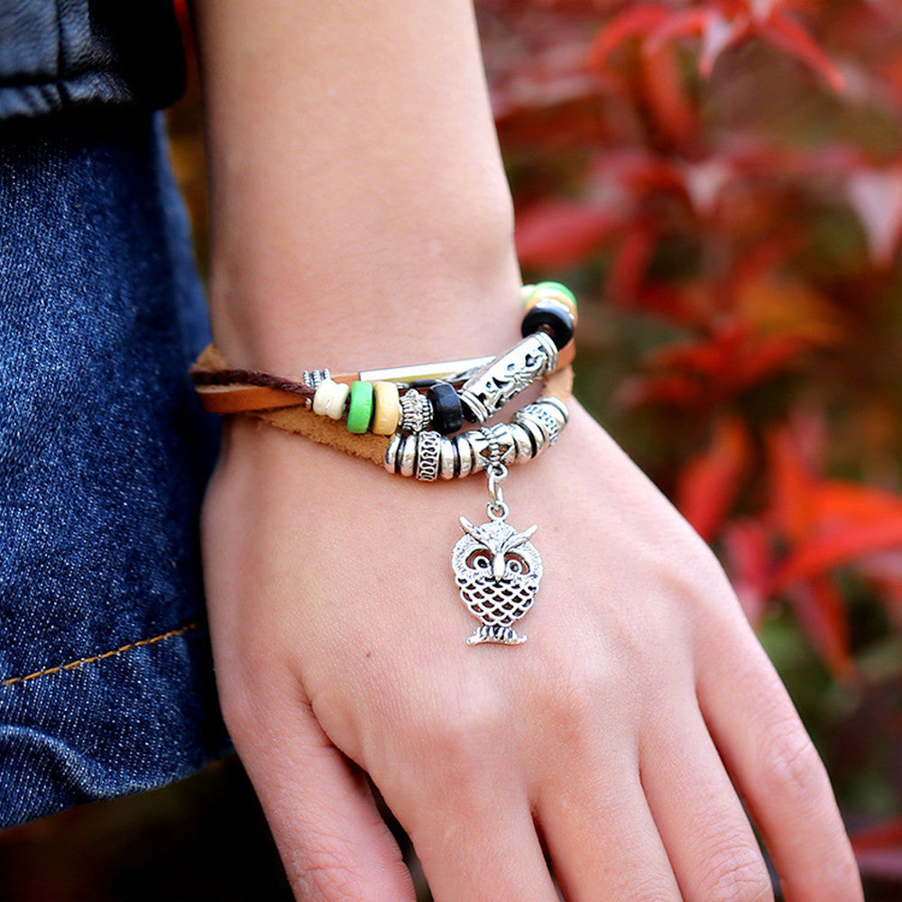 Multilayer Owl Bracelet Beads Hand-woven