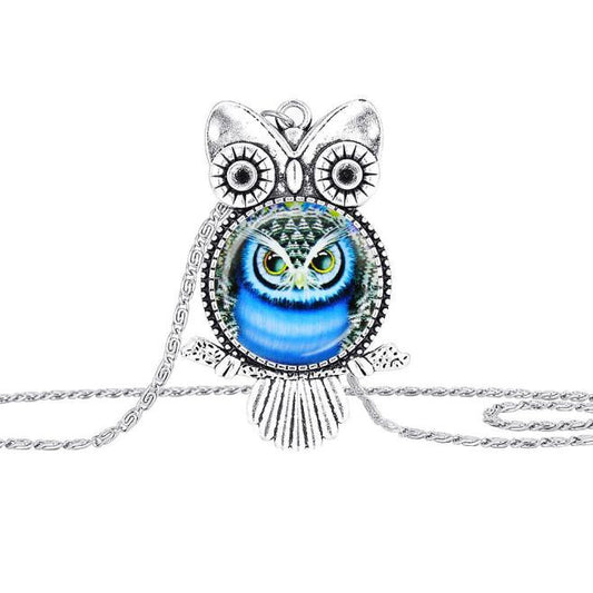 Owl Pendant Necklace Jewelry Glass Cabochon Necklace