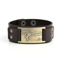 Eye of Horus Signature Plate Leather Bracelet