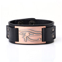 Eye of Horus Signature Plate Leather Bracelet