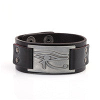 Eye of Horus Signature Plate Leather Bracelet