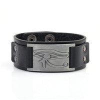Eye of Horus Signature Plate Leather Bracelet