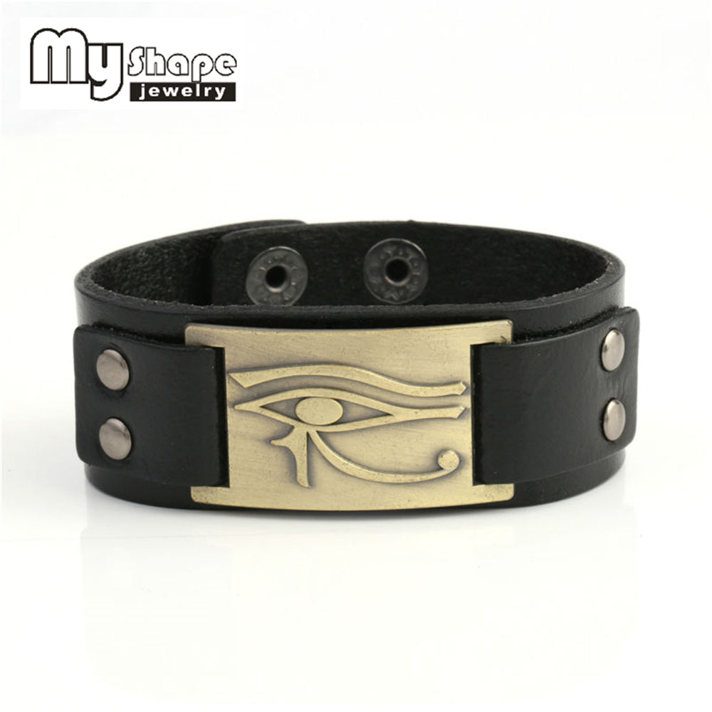 Eye of Horus Signature Plate Leather Bracelet