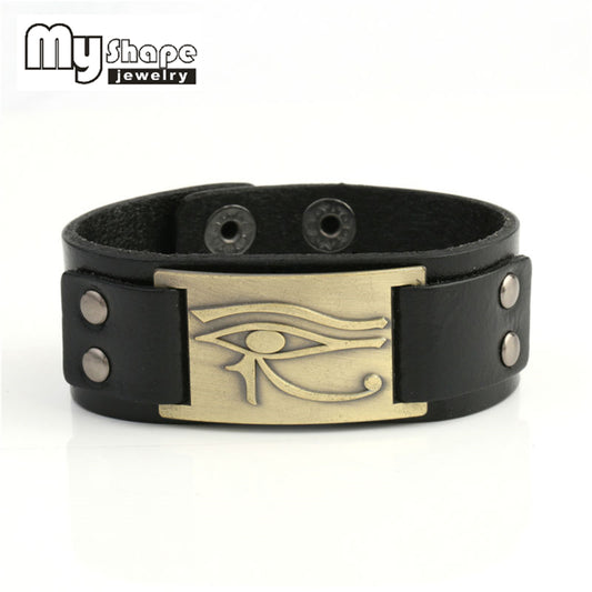 Eye of Horus Signature Plate Leather Bracelet