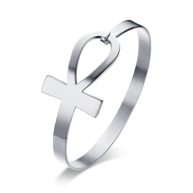 Stainless Steel Key of Life Bangle Bracelet