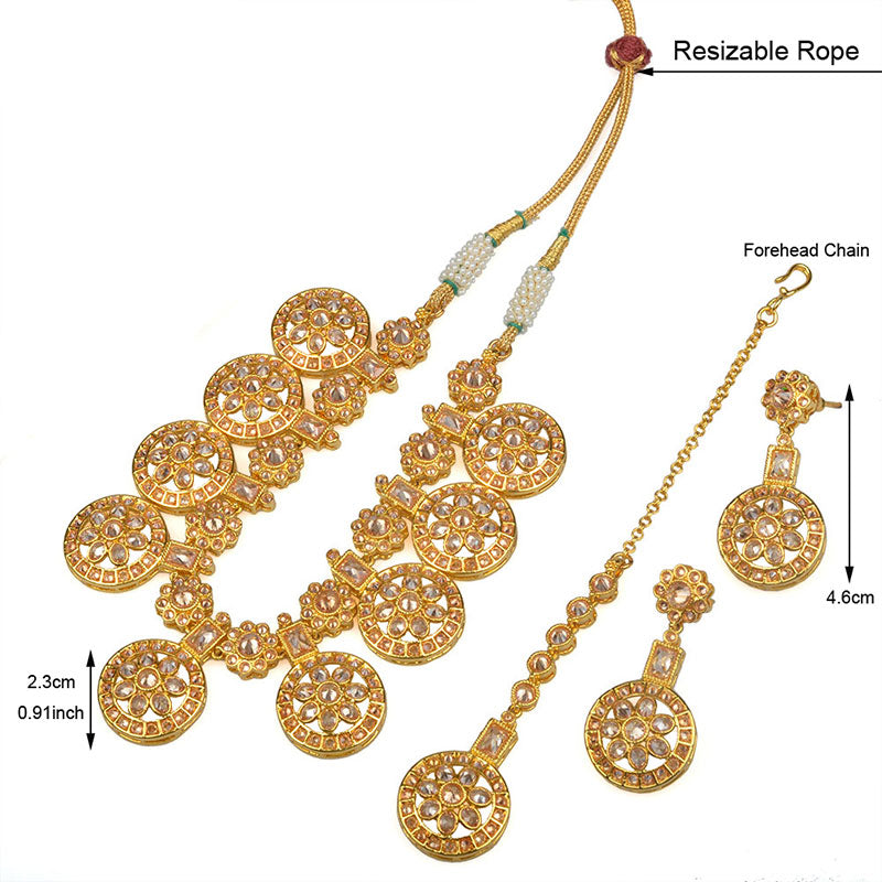 Ethiopian Jewelry set Necklace With Resizable Rope/Forehead Chain/Earrings