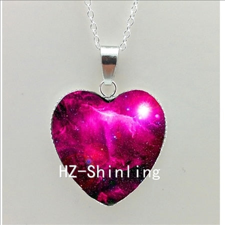 Galaxy Nebula Heart Necklace