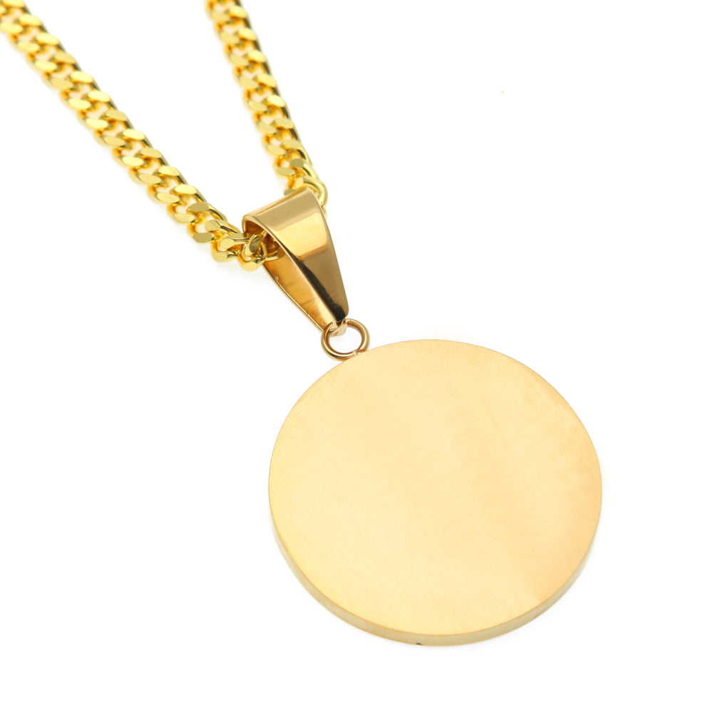 Queen Nefertiti Round Pendant Necklace Stainless Steel