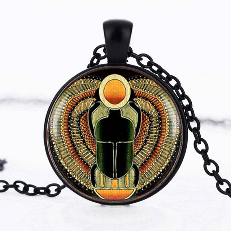 Egyptian Necklace Scarab Crystal Pendant Jewelry