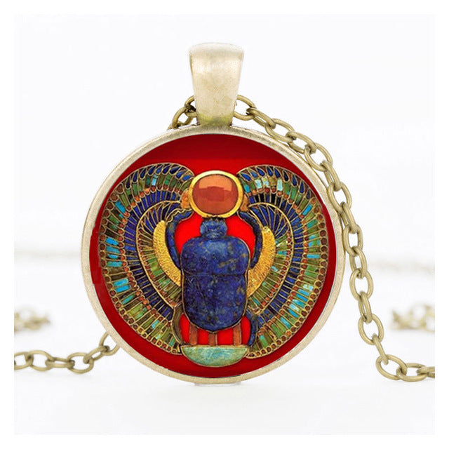 Egyptian Necklace Scarab Crystal Pendant Jewelry