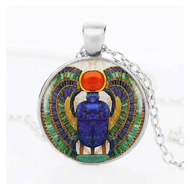 Egyptian Necklace Scarab Crystal Pendant Jewelry