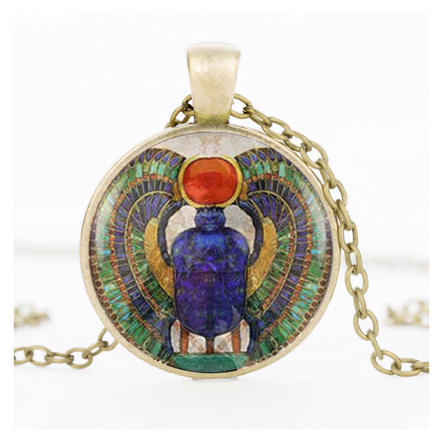 Egyptian Necklace Scarab Crystal Pendant Jewelry