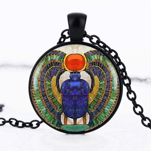 Egyptian Necklace Scarab Crystal Pendant Jewelry
