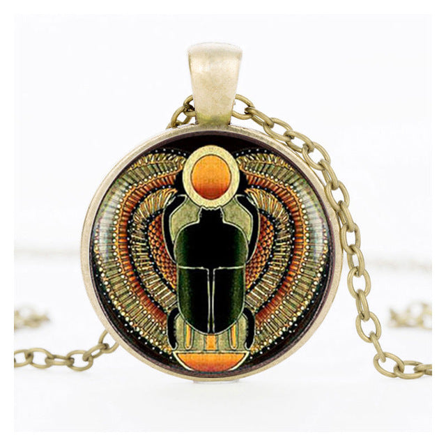 Egyptian Necklace Scarab Crystal Pendant Jewelry