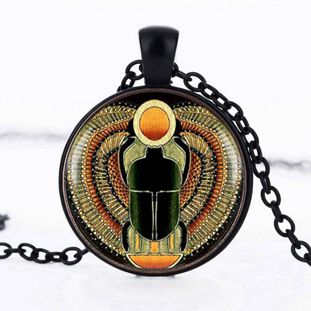 Egyptian Necklace Scarab Crystal Pendant Jewelry