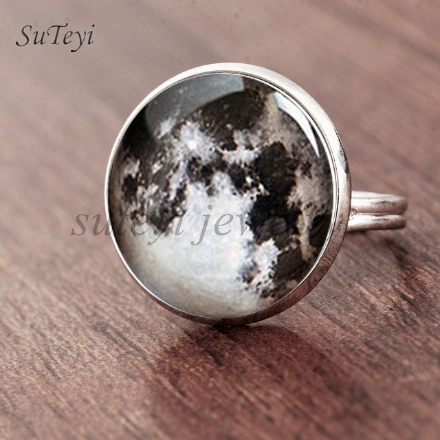 Galaxy Star Moon Glass Cabonchon Ring