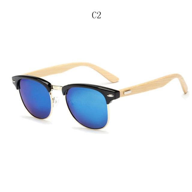 Malcom X Handmade Bamboo Wood Lens Without Border Sunglasses