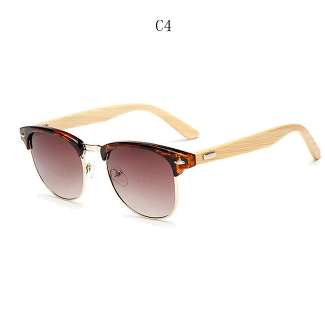 Malcom X Handmade Bamboo Wood Lens Without Border Sunglasses
