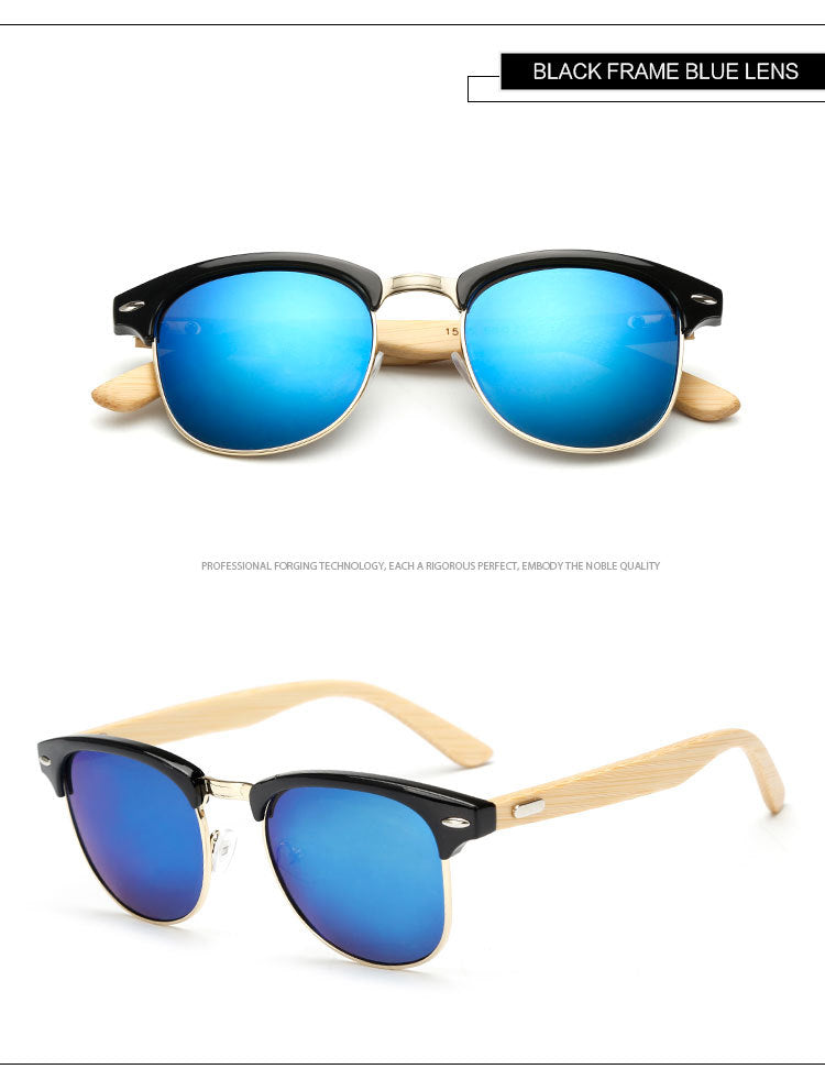 Malcom X Handmade Bamboo Wood Lens Without Border Sunglasses